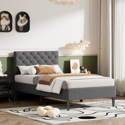 Linen Upholstered Platform Bed