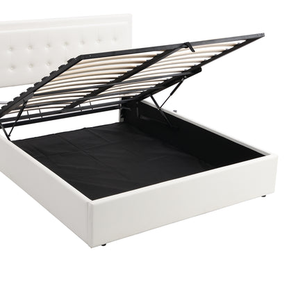 Tufted Upholstered Platform Bed with Hydraulic Storage System & PU Storage Bed with LED Lights