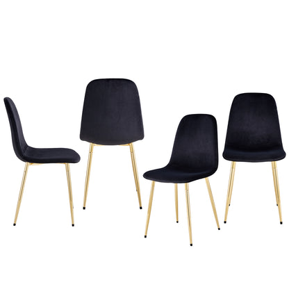 Zara Dining Chairs Set of 4, Soft Velvet Black