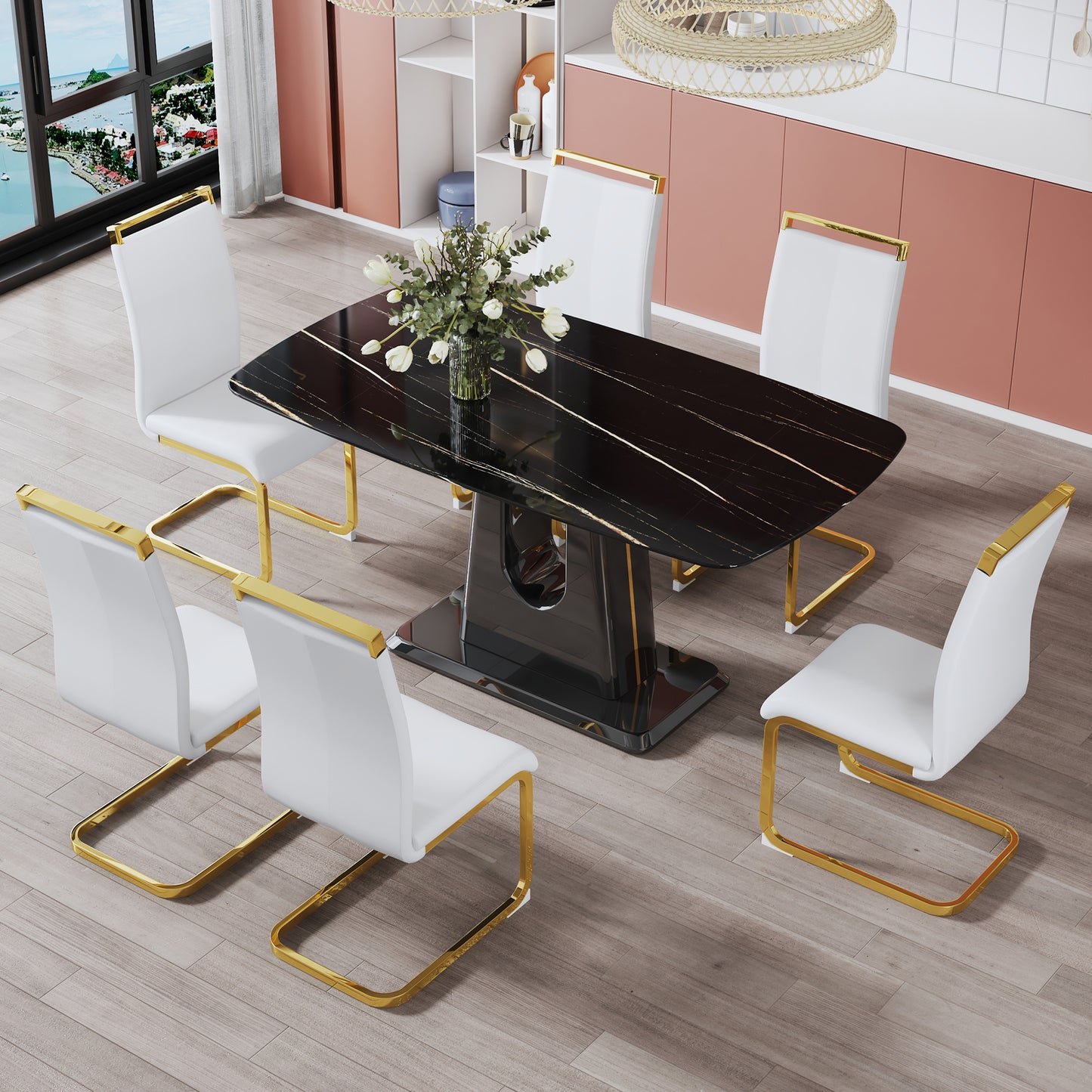 mdf marble table- black
