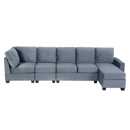 Modern L shape Sectional Sofa With USB Charging Port, Grey