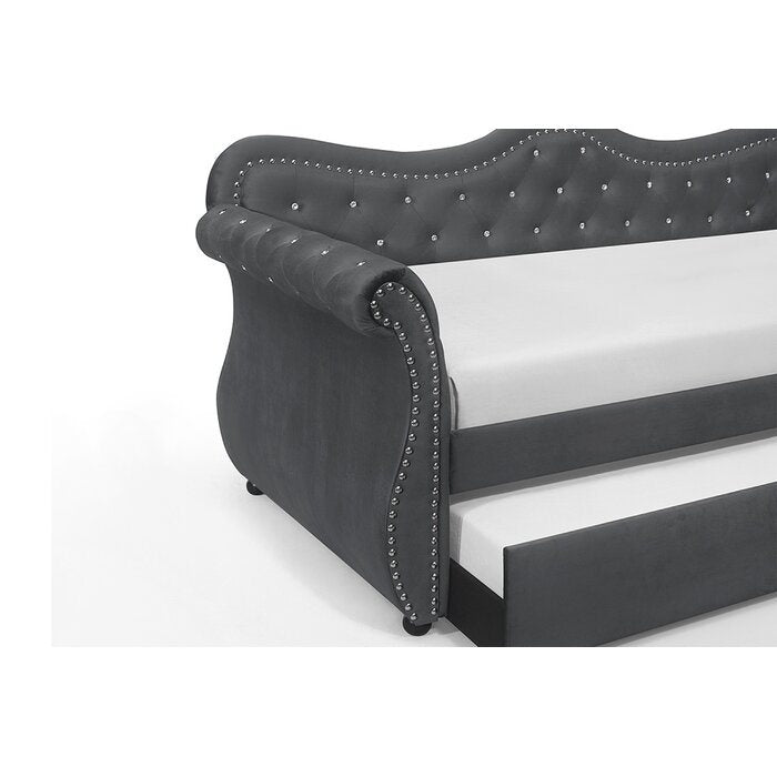 abby upholstered velvet wood daybed with trundle