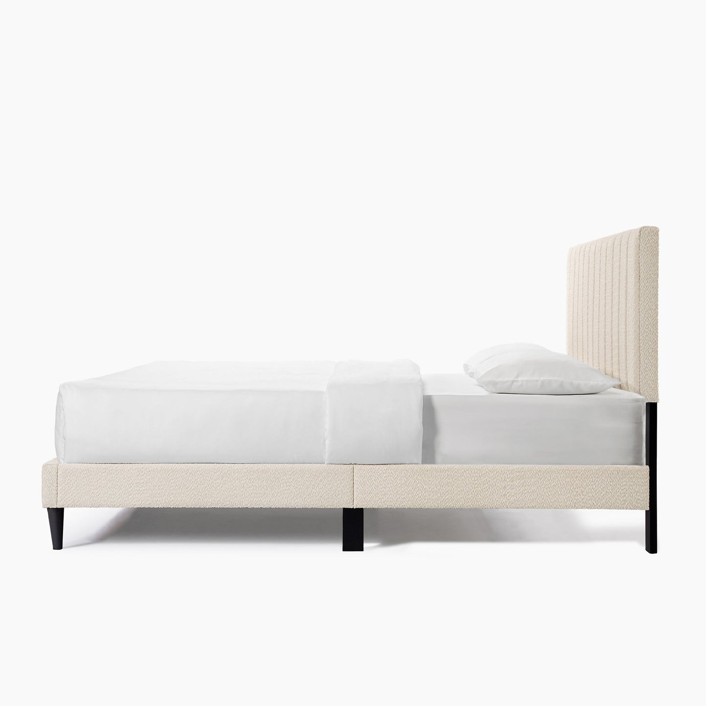 dove tufted upholstered platform bed - pearl white - queen