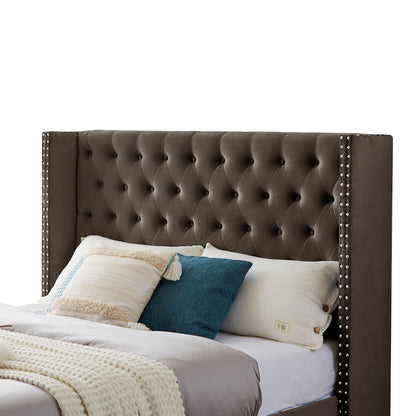 Ashley Brown Upholstered Bed  + metal legs with Electroplate