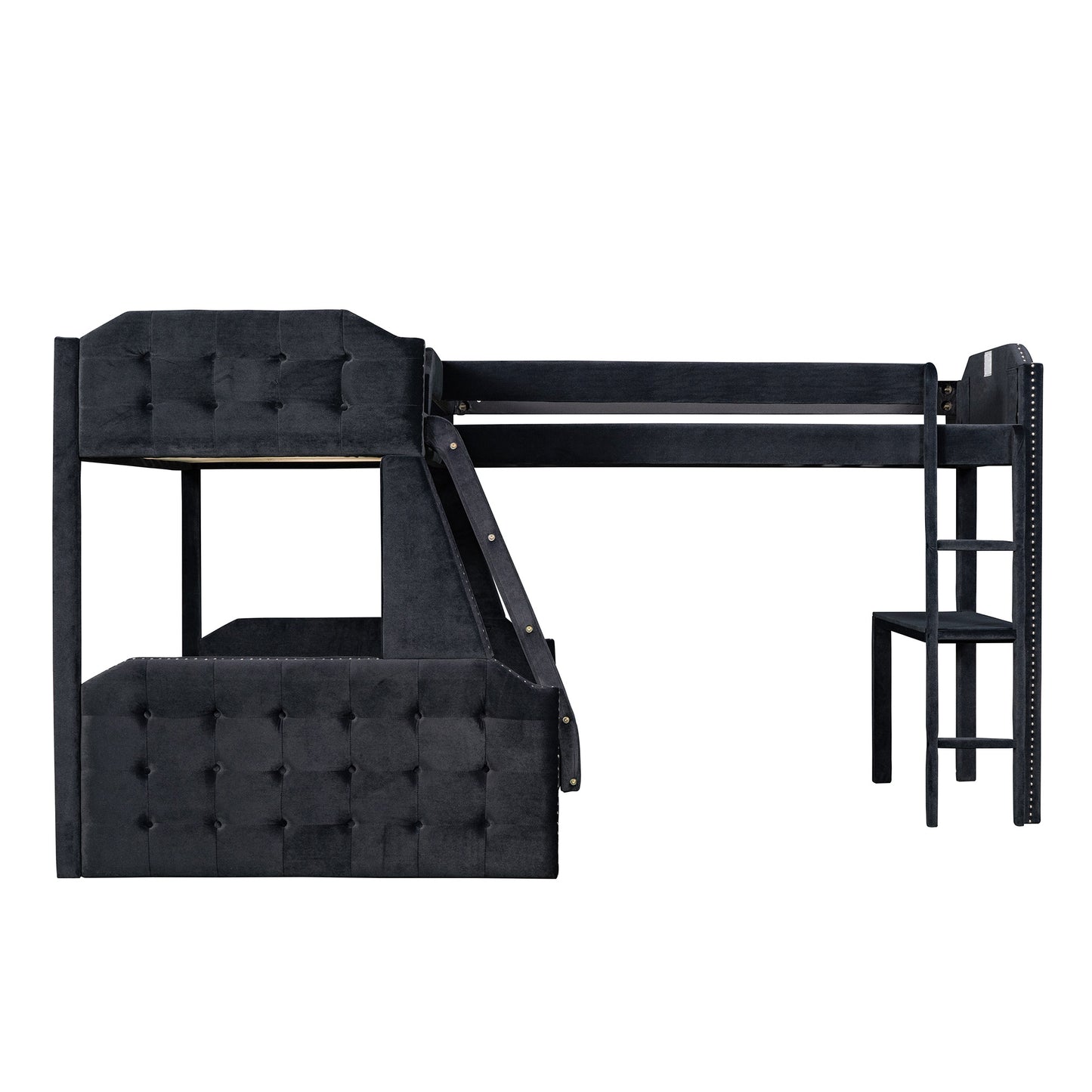 l-shaped twin over full bunk bed and twin sie loft bed with desk