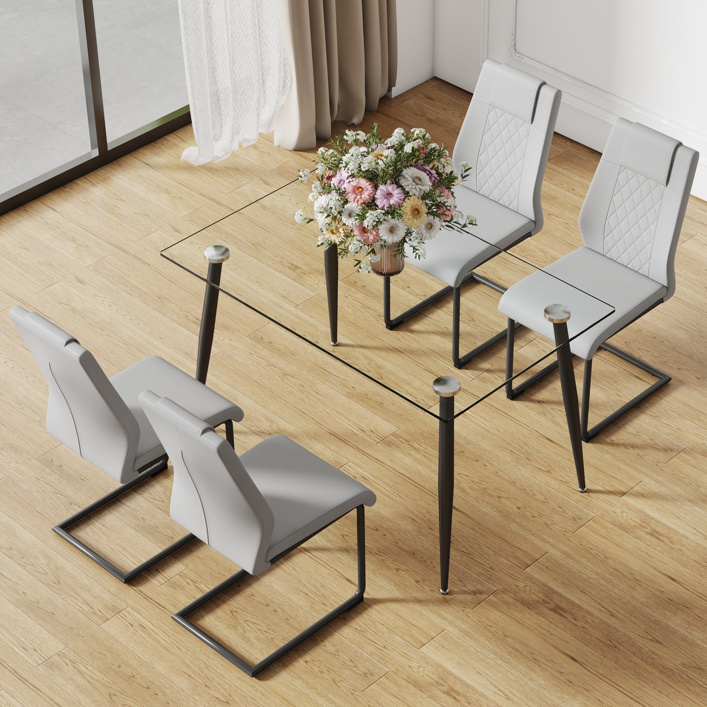 holli dining table set, grey