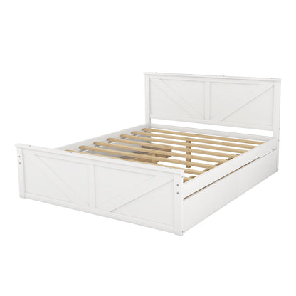 Country Wooden Platform Bed with Four Storage Drawers