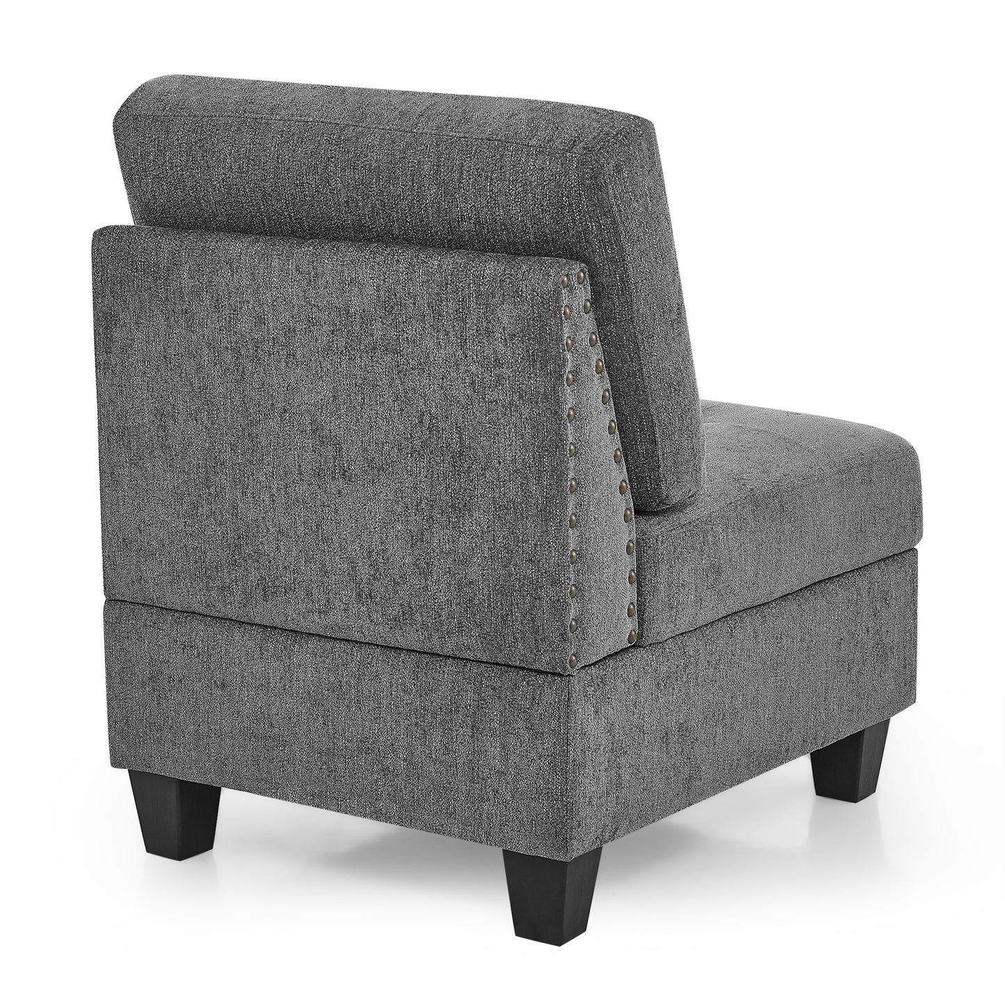 u shape modular sectional sofa includes seven single chair, four corner and one ottoman, grey