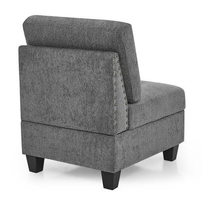 U shape Modular Sectional Sofa includes Seven Single Chair, Four Corner and One Ottoman, Grey
