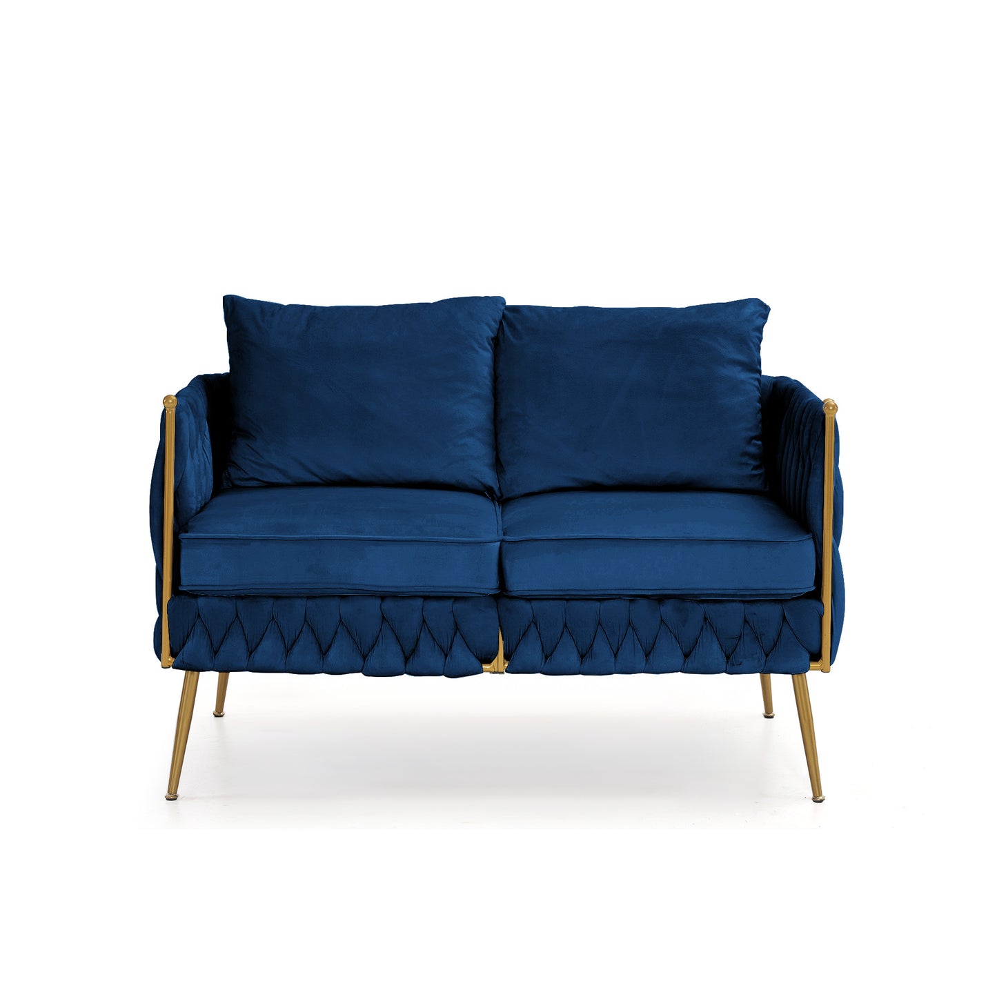 fiona fluffy tufted upholstered sofa set, blue velvet