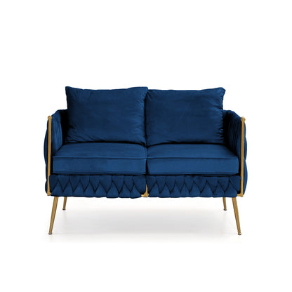 Fiona Fluffy Tufted Upholstered Sofa Set, Blue Velvet