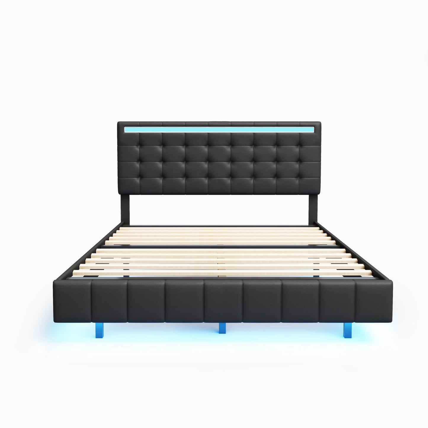 floating bed frame with led lights and usb charging #5
