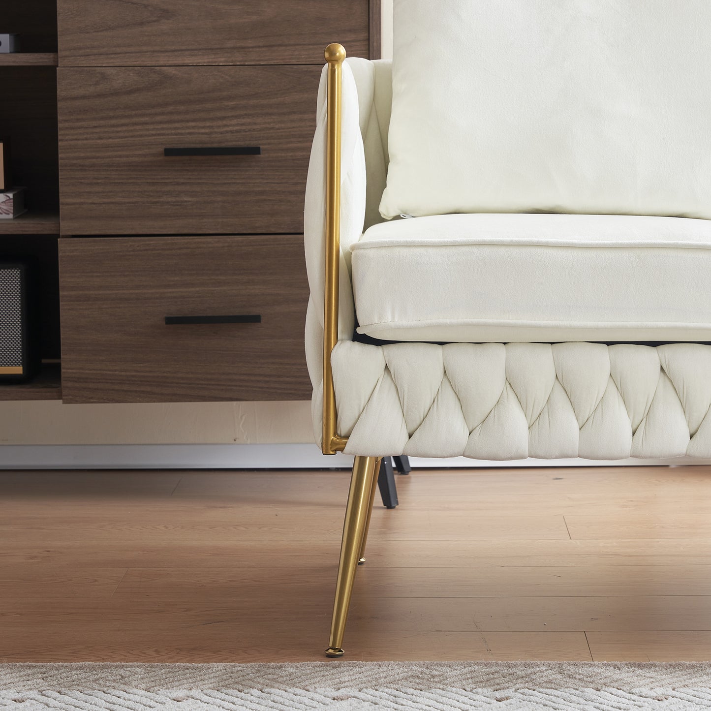fluffy tufted upholstered sofa set, cream white velvet