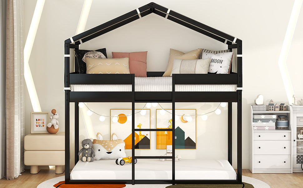 twin over twin bunk bed wood bed with tent