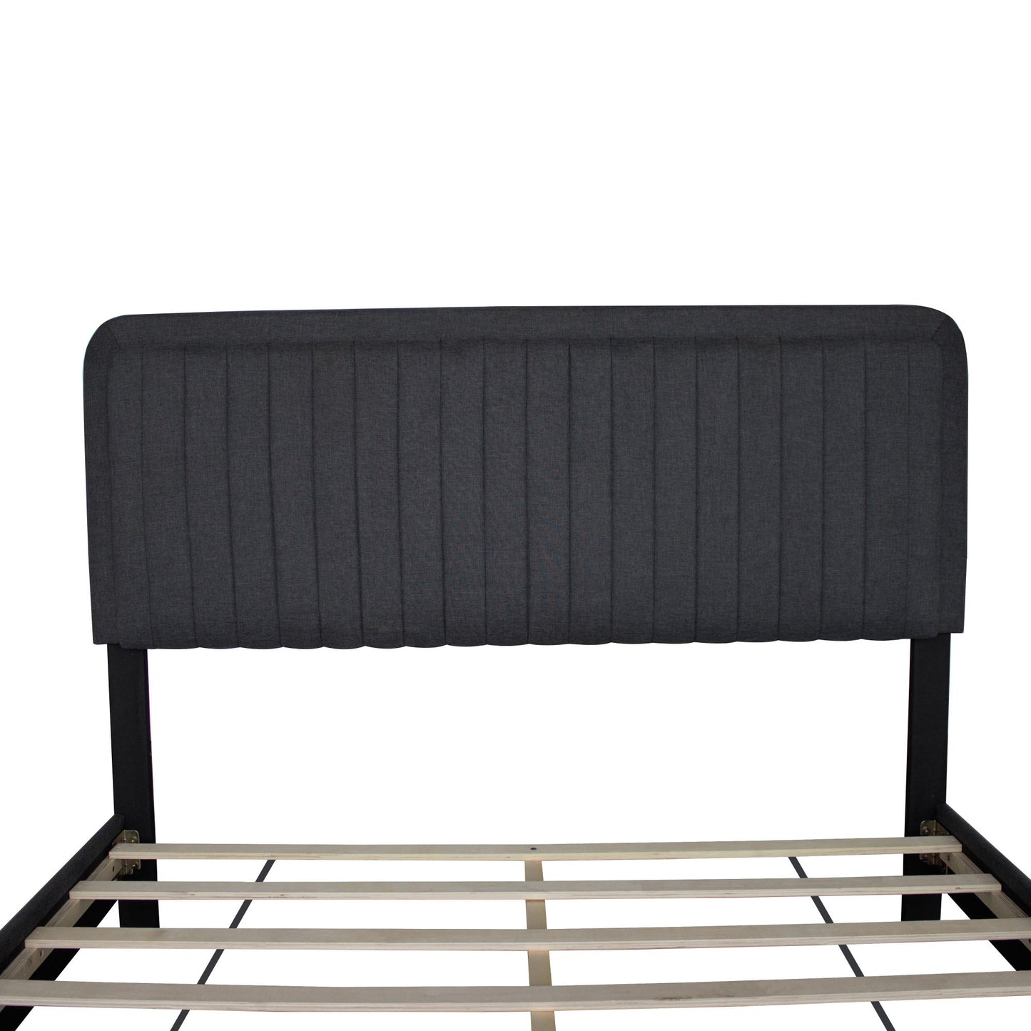 queen upholstered footboard bed with storage, dark grey
