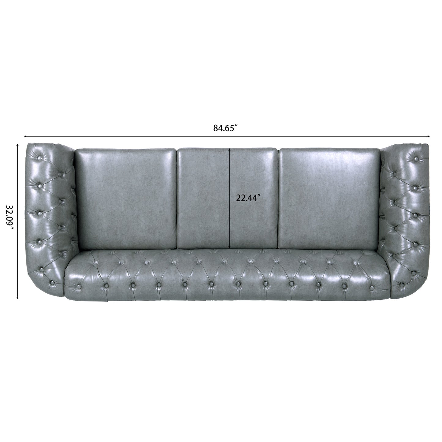 84.65" rolled arm chesterfield 3 seater sofa.
