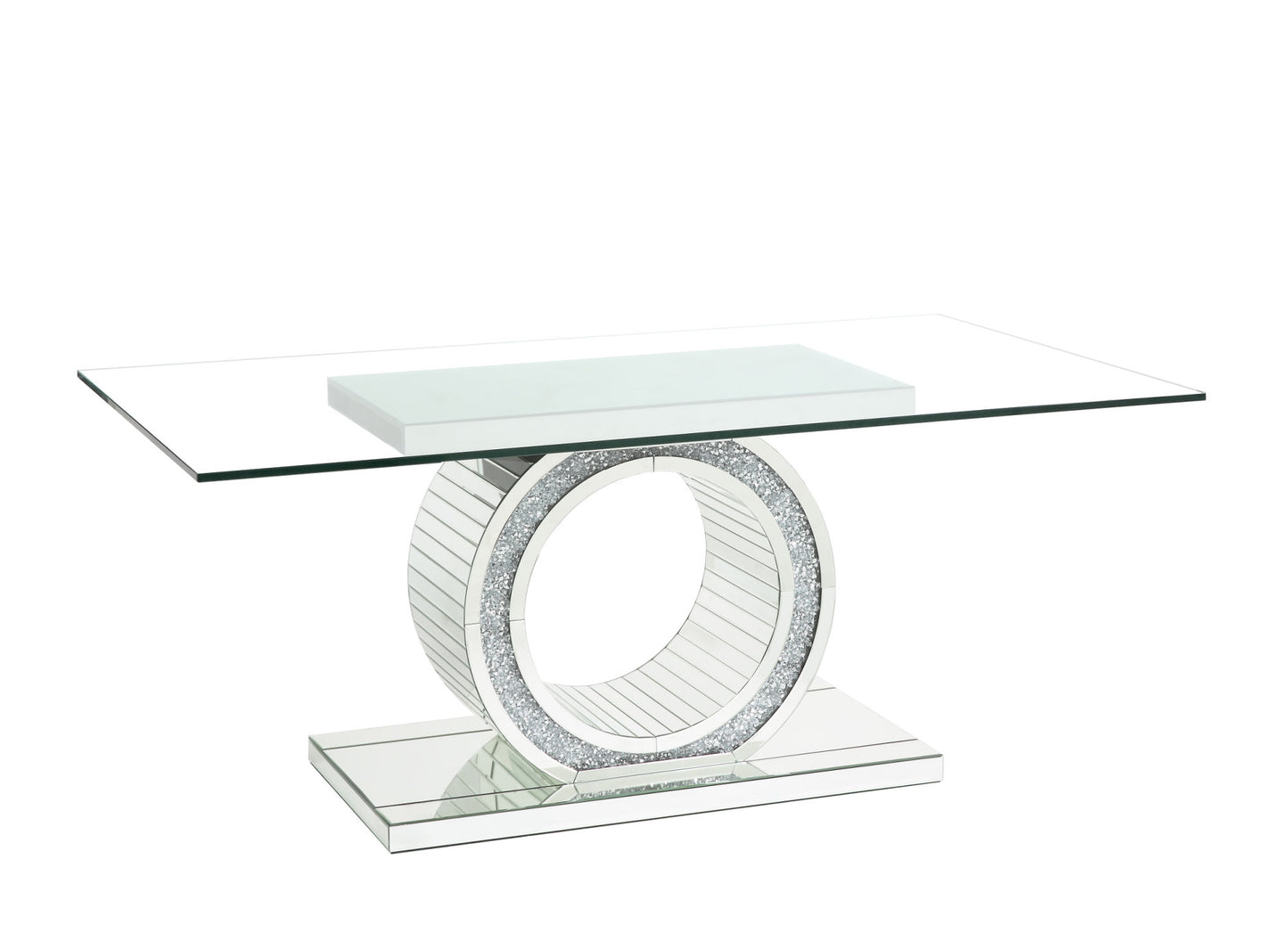 acme noralie dining table mirrored & faux diamonds