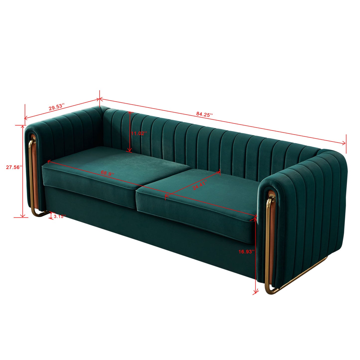 cane velvet sofa, green