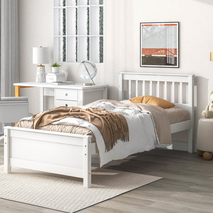Twin Bed with Headboard & Nightstand, White