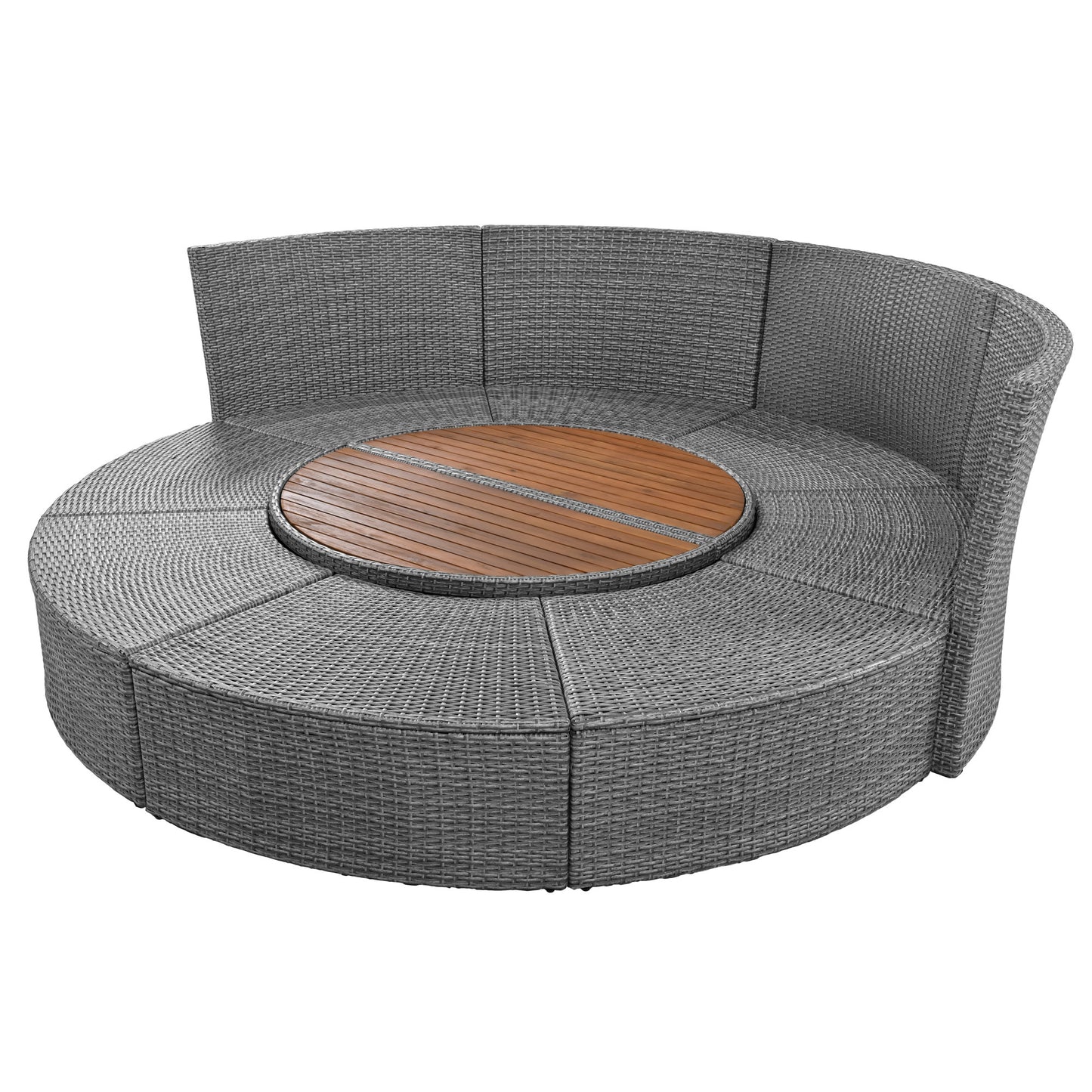 topmax patio 5-piece round rattan sectional sofa set, beige
