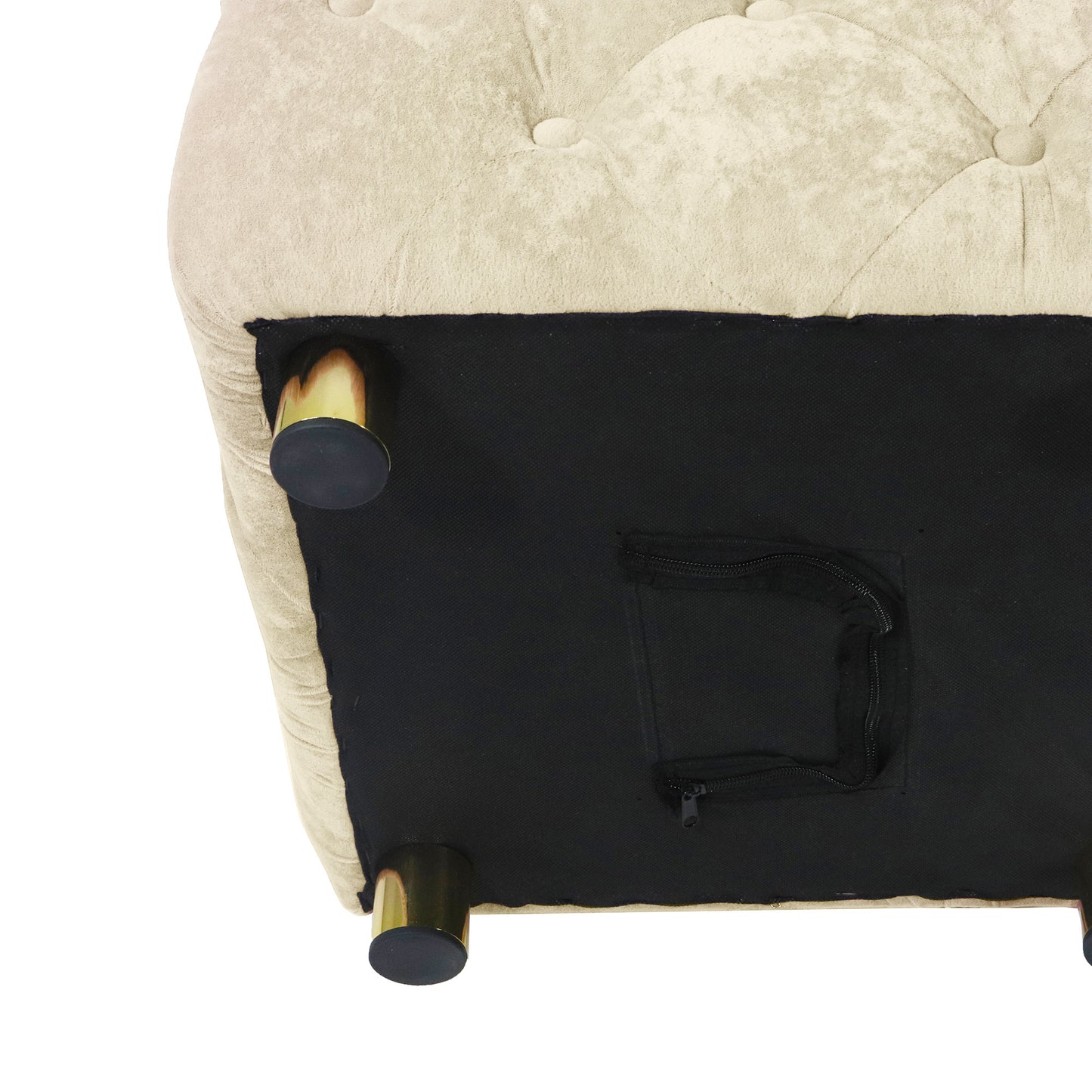 beige modern velvet upholstered ottoman