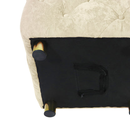 Beige Modern Velvet Upholstered Ottoman