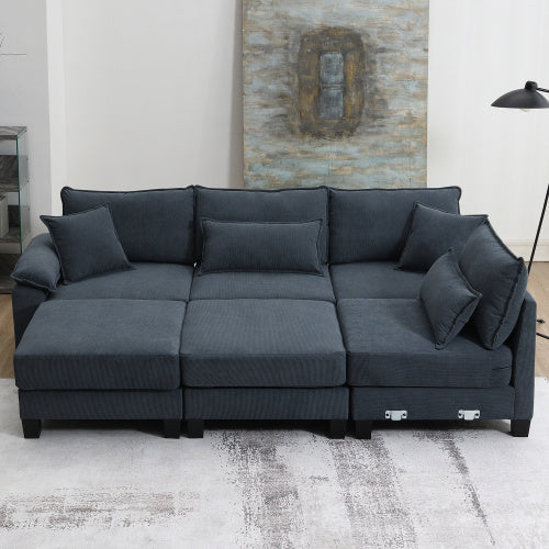 emily u shaped couch with armrest bags