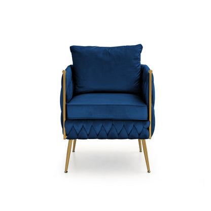 Fiona Fluffy Tufted Upholstered Sofa Set, Blue Velvet