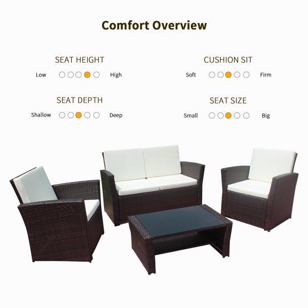 4pcs rattan pe wicker patio set