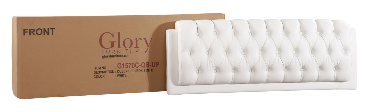 marilla upholstered  bed, white