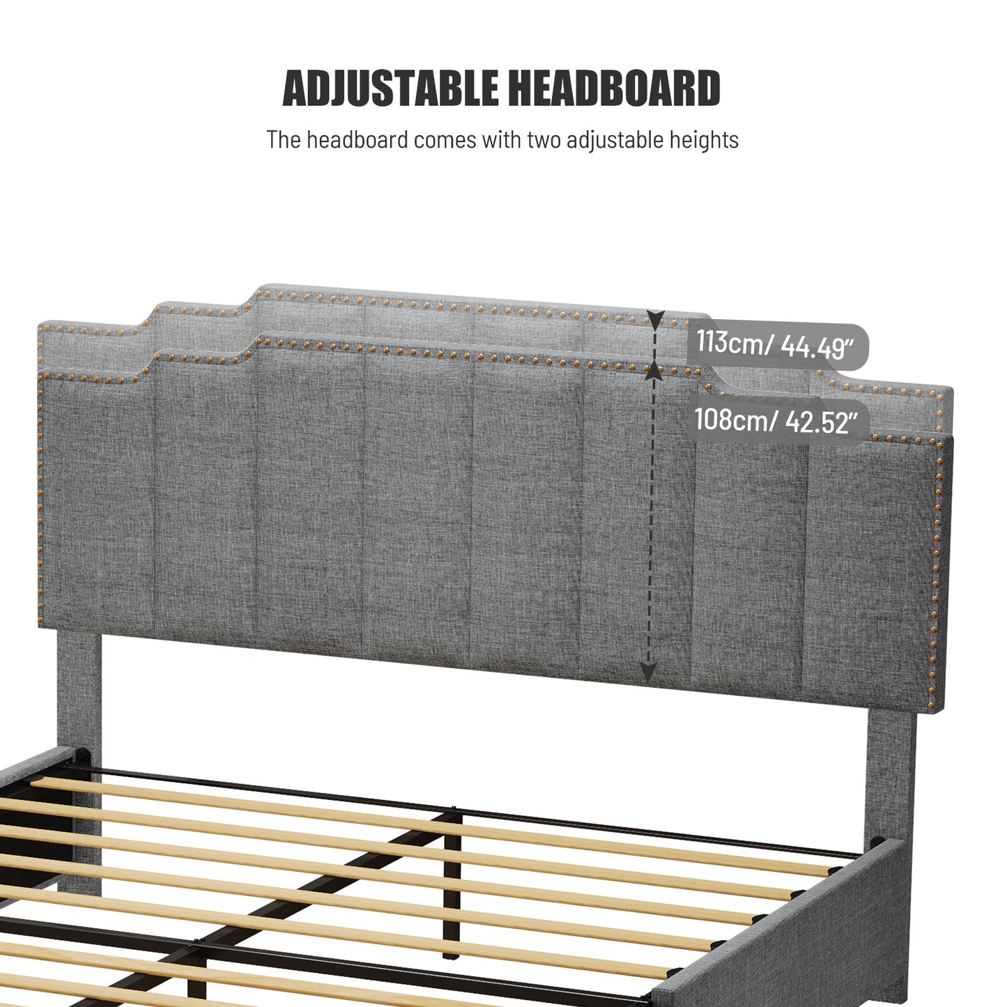judy upholstered platform bed frame with 2 drawers