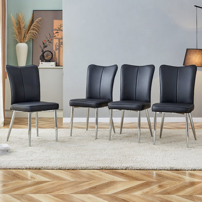 Modern Leather Dining Chairs Set of 4 Chairs, Blacks