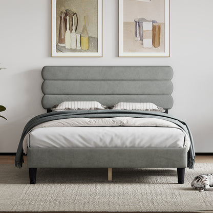 Rudy Queen Bed Frame with Headboard, Grey