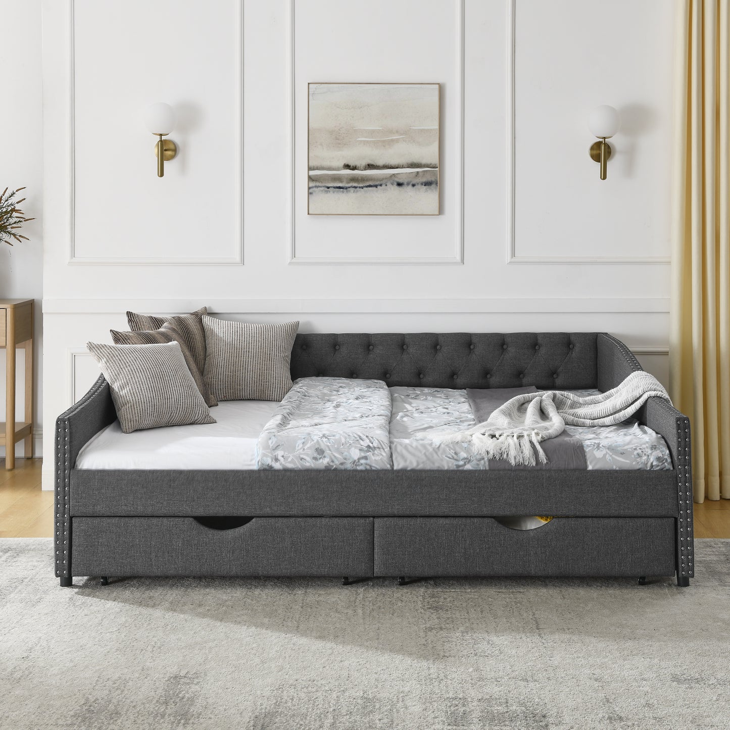 morgan upholstered daybed/sofa bed with drawers