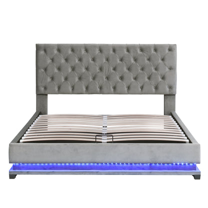 Kaylie Upholstered Platform Bed with Storage & Adjustable Tufted Headboard and LED Light