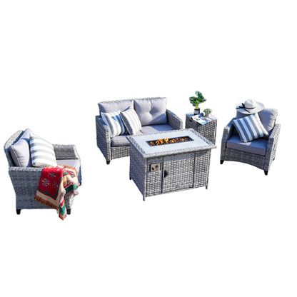 Direct Wicker Fire Pit Table With Chair Rattan Wicker Sofa Set