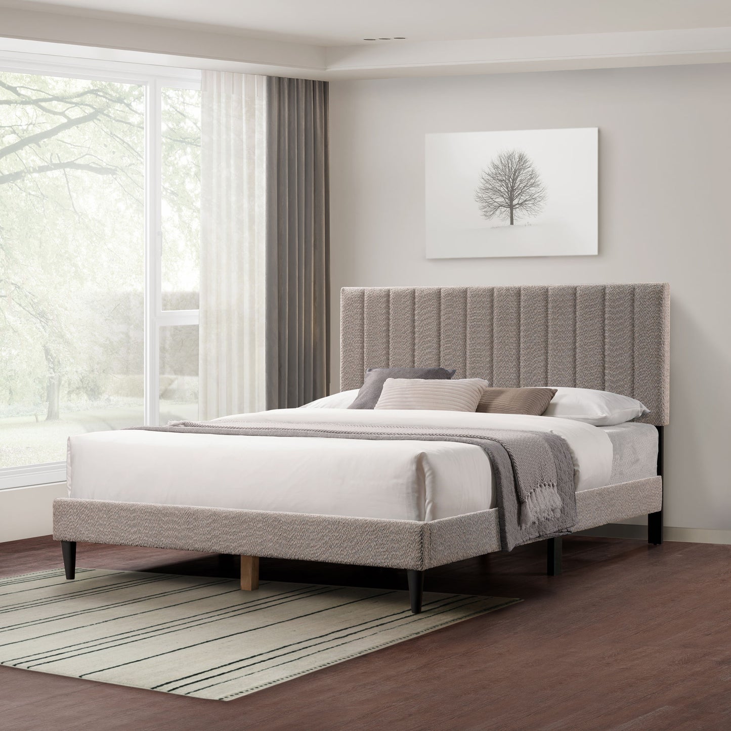 dove tufted upholstered platform bed - tungsten gray