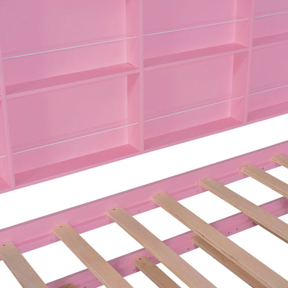 Wooden House Bed with Trundle, Pink
