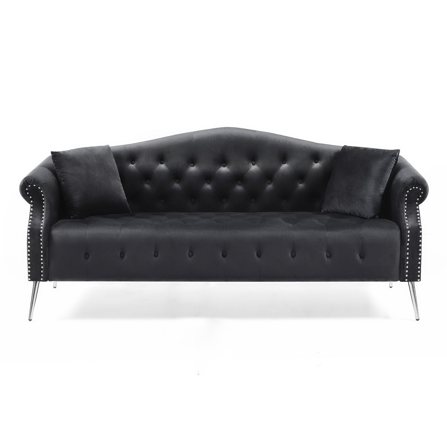 classic chesterfield velvet sofa, black