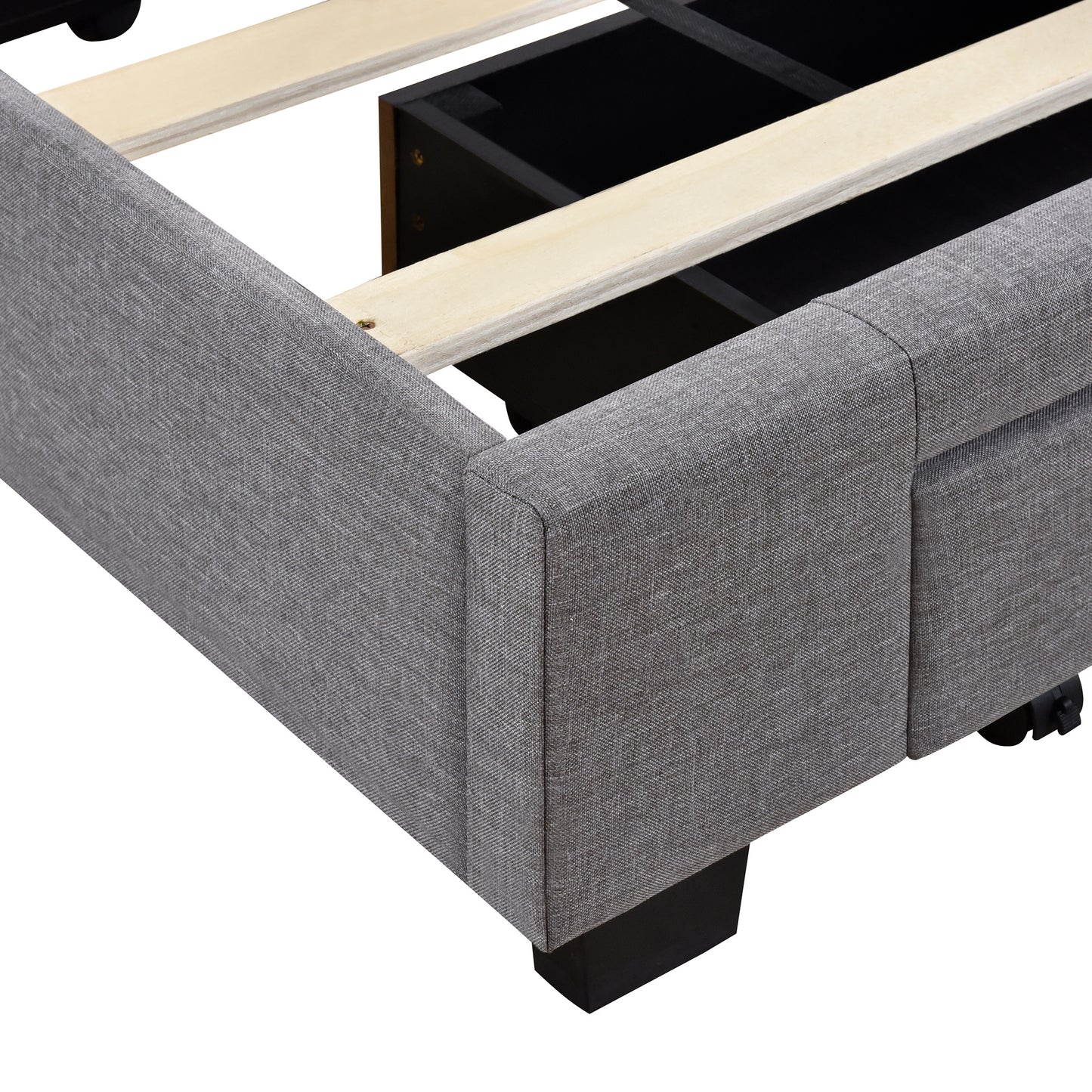 amber storage bed linen upholstered platform bed with 3 drawers (gray)