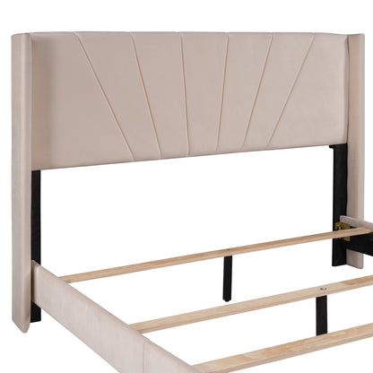 Velvet Upholstered King Platform Bed