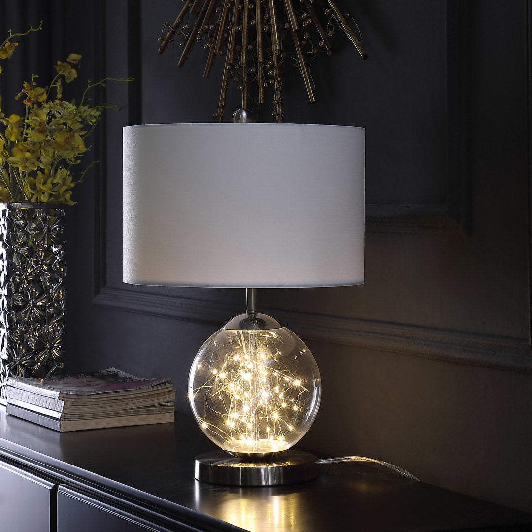 20.5" in athena glass led plasma mid-century metal table lamp