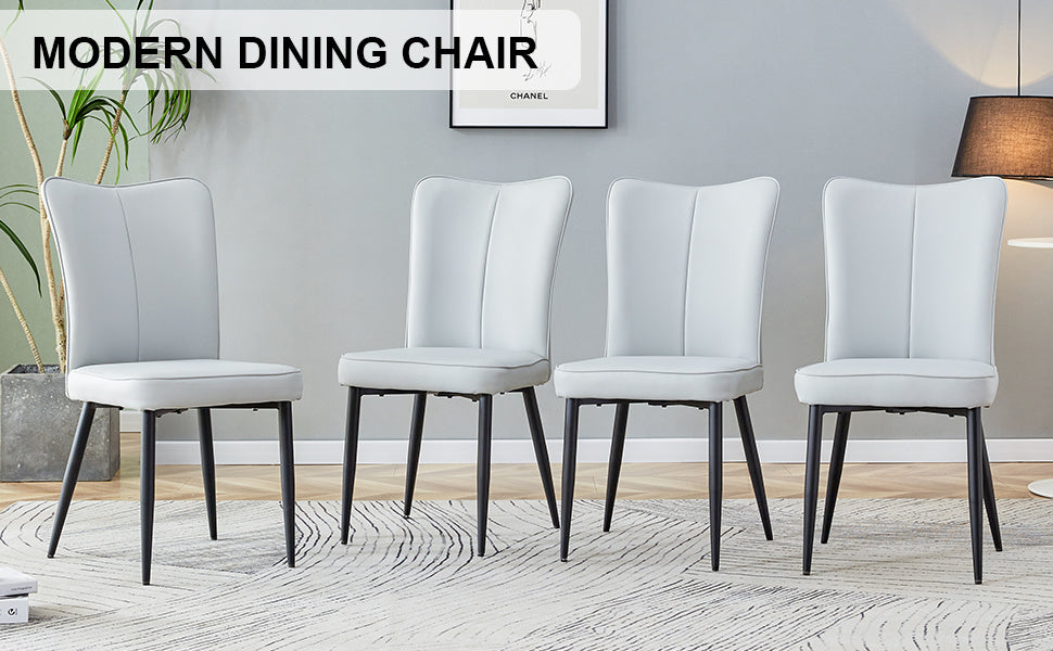 modern leather dining chairs set of 4 chairs, white