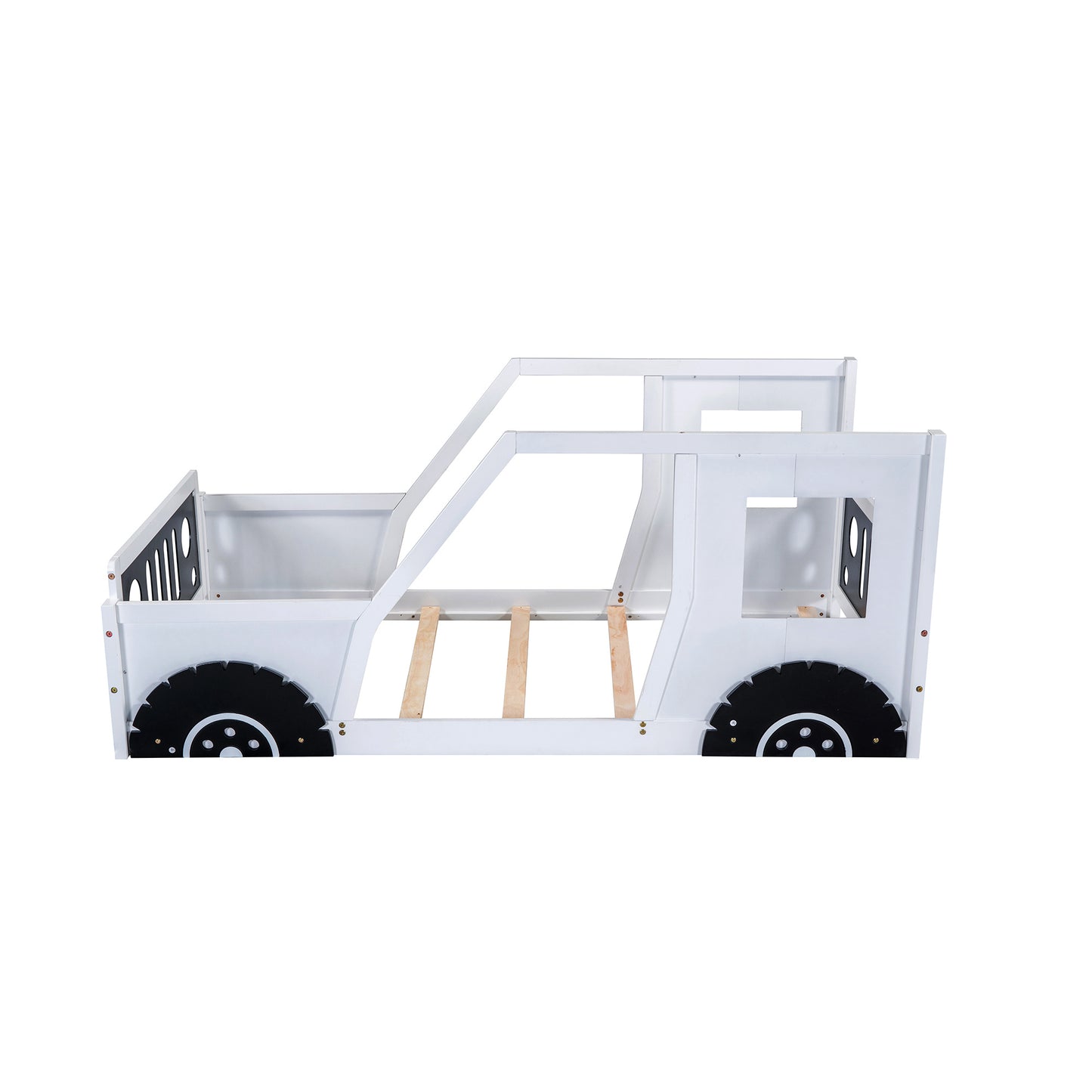 twin size classic car-shaped platform bed with wheels