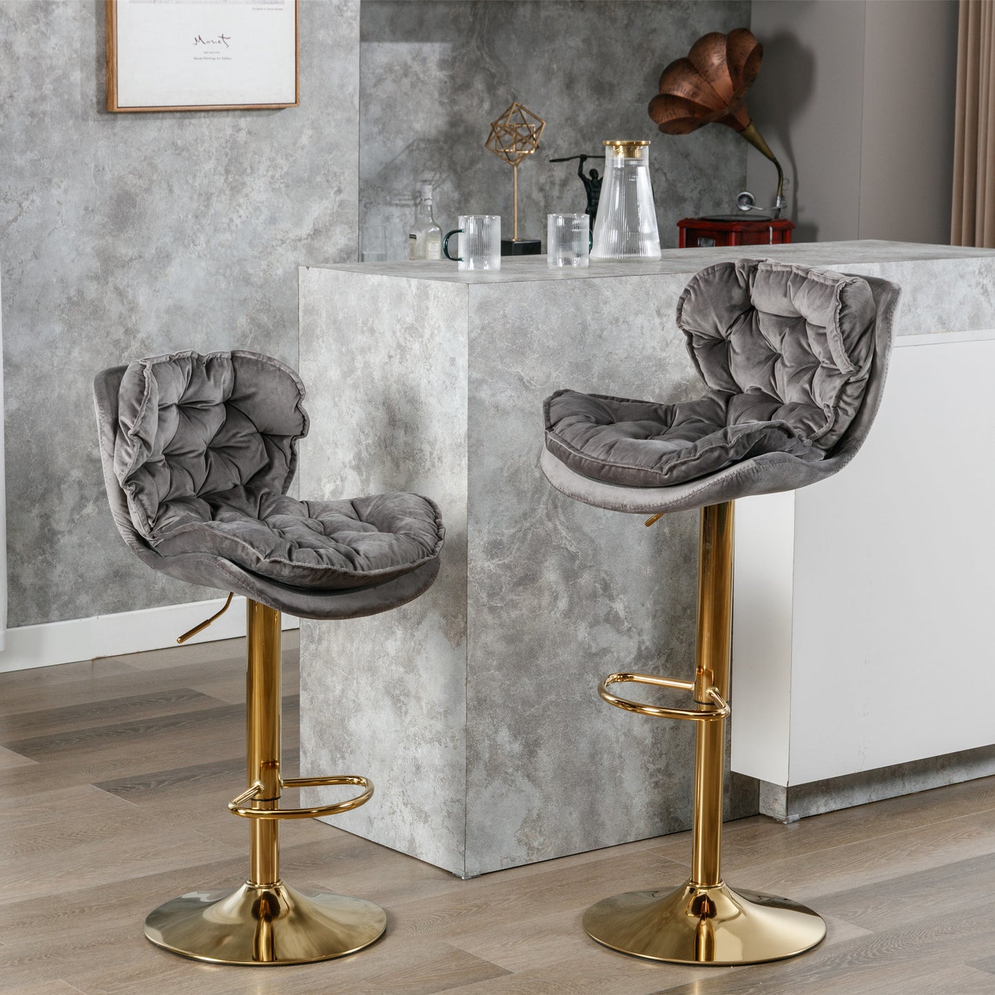 swivel bar stools set of 2, grey