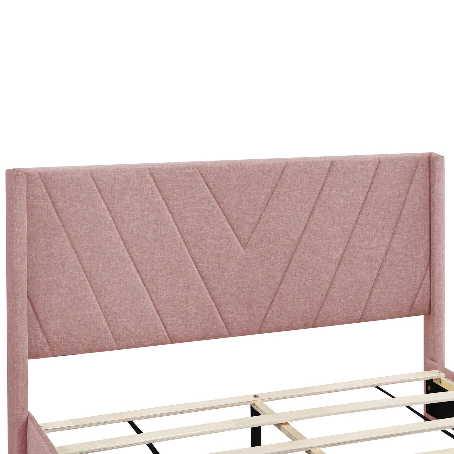 amber storage bed linen upholstered platform bed with 3 drawers (pink)