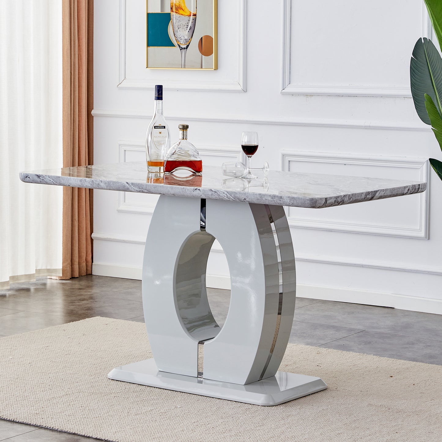 luxurious marble grain dining table, grey