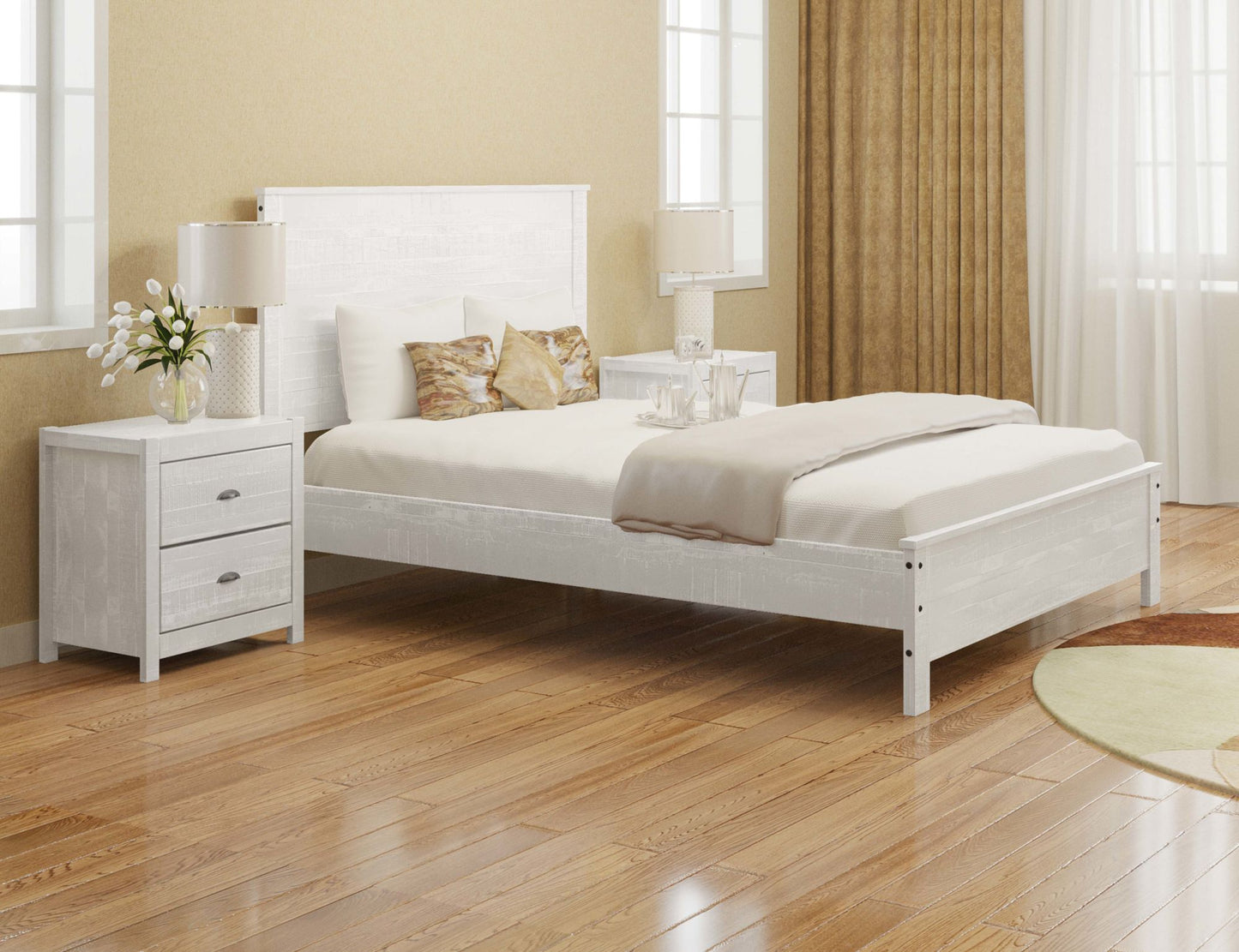 albany 3 piece queen bed set, white