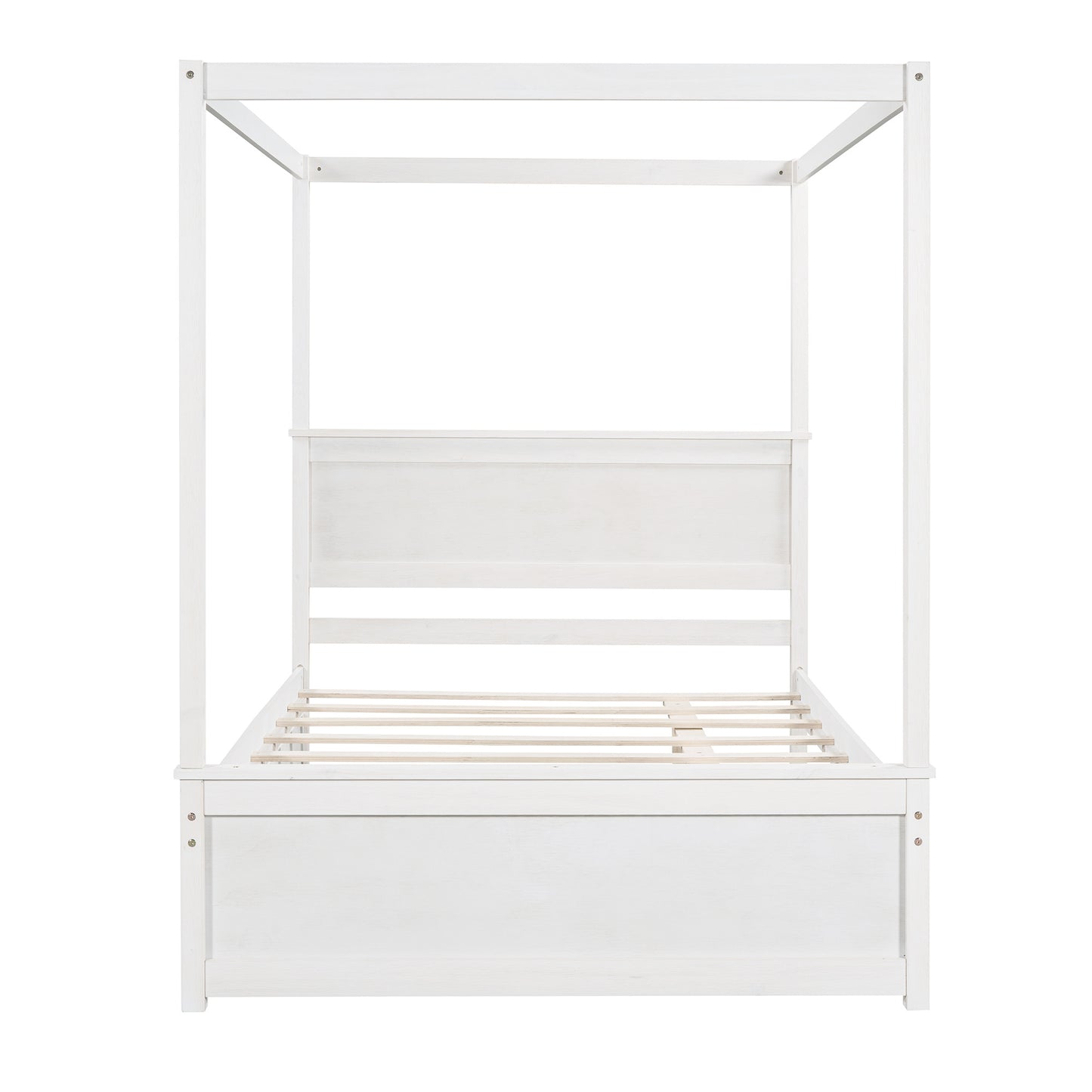 wood canopy bed with trundle