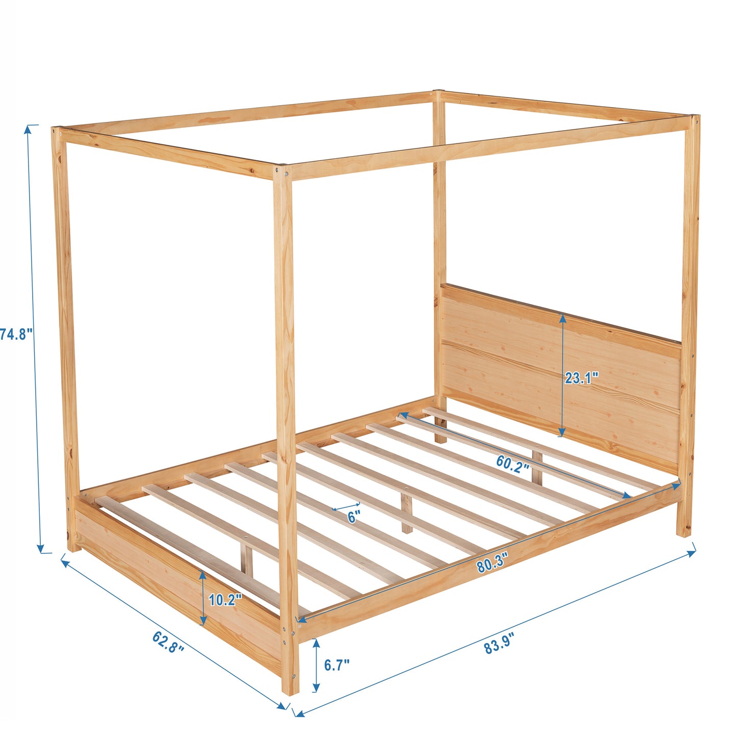 modern canopy platform bed with headboard